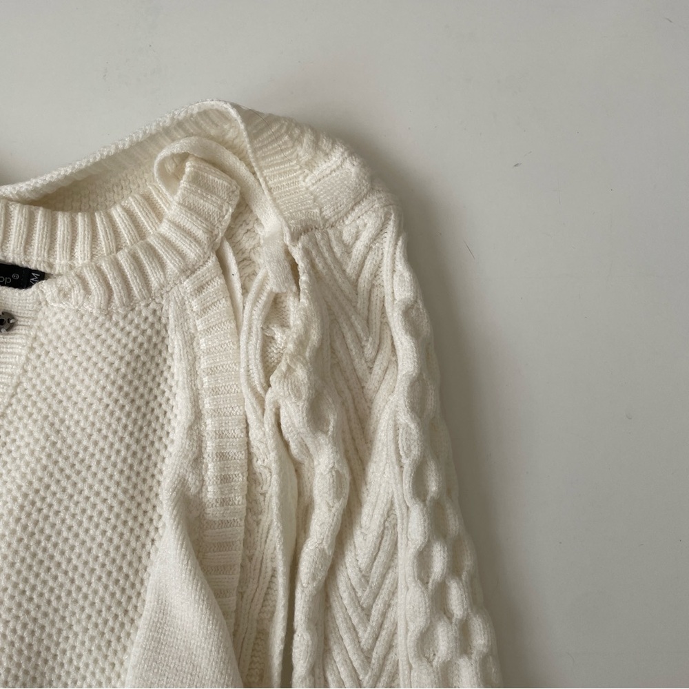 YesStyle Two Piece Knit Crop Long Sleeve Sweater Top in Ivory, Size XS/S - Picture 5 of 12